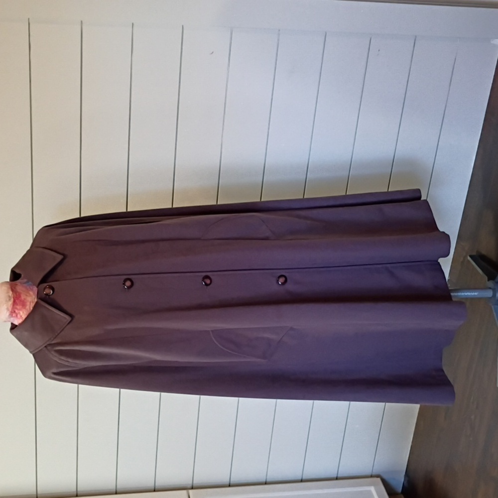 Vintage All Weather Cape Plum 80s Autumn Outerwear - Picture 2 of 6
